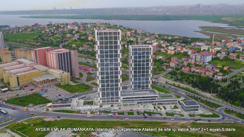 İstanbul küçükçekmece Atakent de site içi satılık 58m² 1+1 eşyalı 5.daire