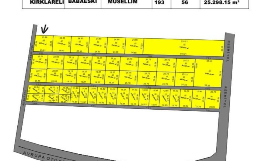 Kırklareli Babaeski müsellim mah de satılık 632m² yatırımlık arsa